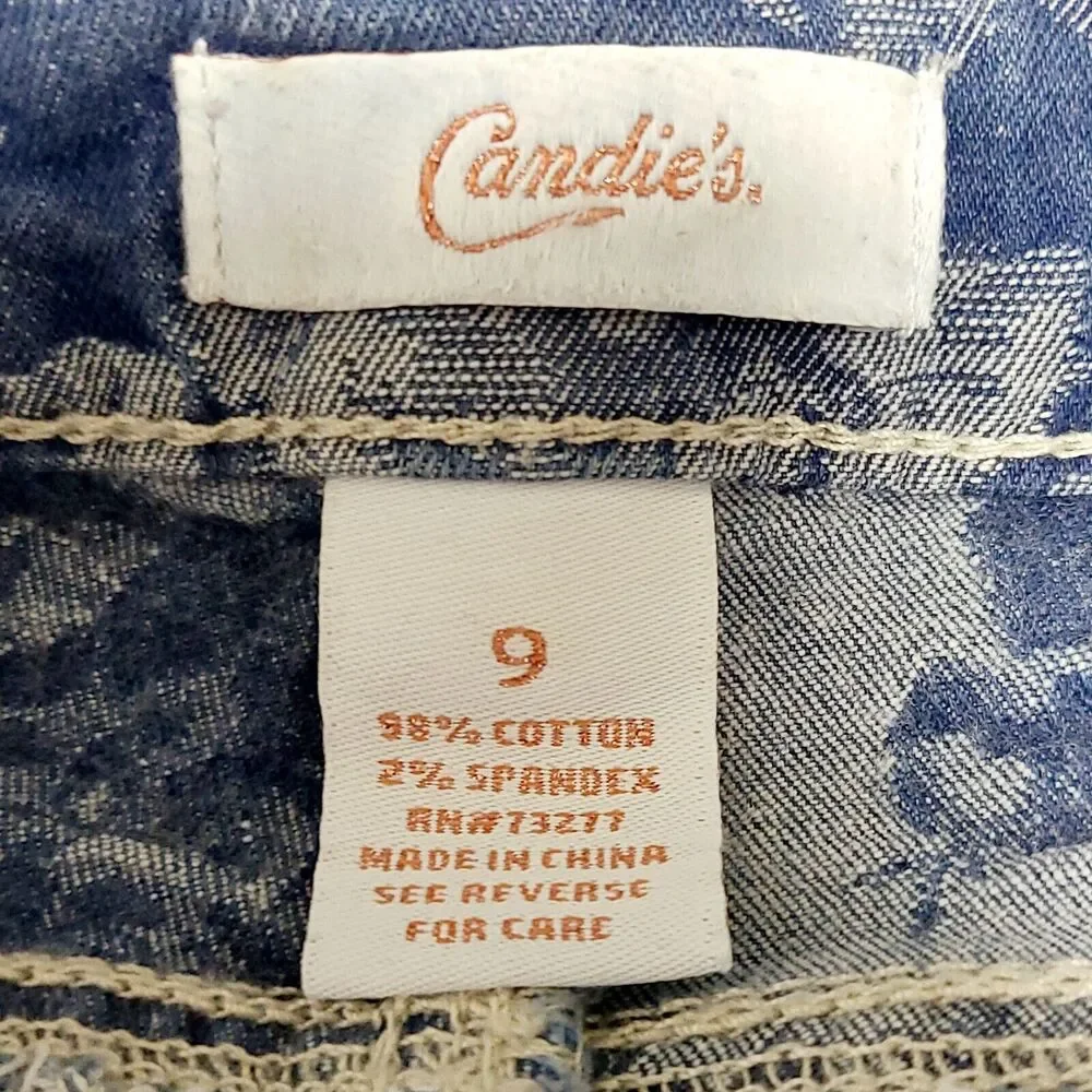 Y2K Candies Women's Size‎ 9 Floral Print Denim Blue Jean Shorts Booty Shorts